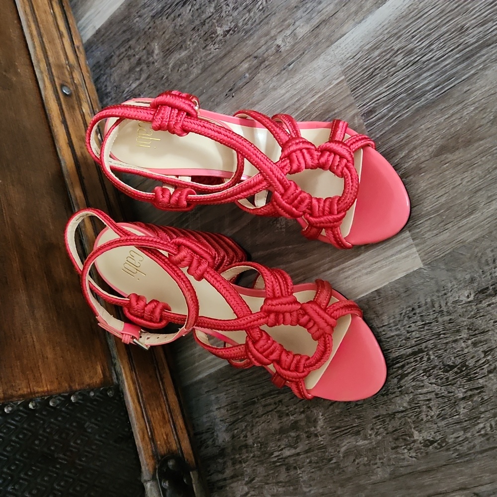 CAbi Tiptoe Sandals Size 7 Womens Red Ankle Strappy Size 7